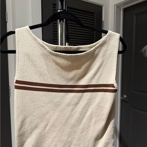 SHEIN Cream and Brown Stripe Tank Top